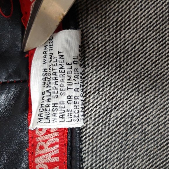 Vintage 80s Paris Express Womens S Denim Jacket Snap V Neck Retro Lace Up Crop - Picture 5 of 9